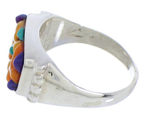 Genuine Silver Turquoise Multicolor Southwest Ring Size 7 JX38068